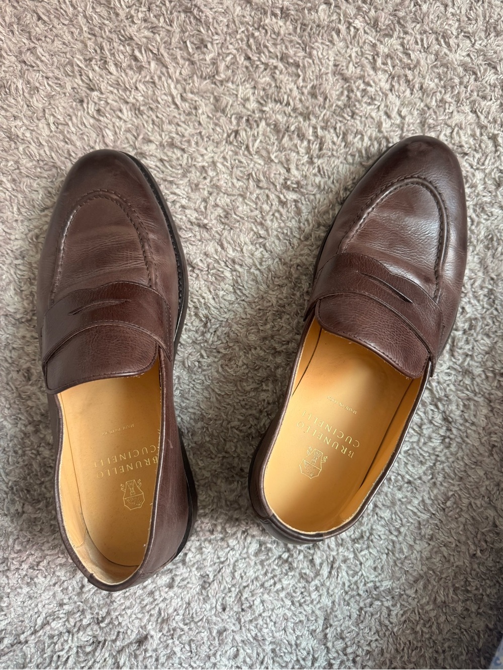 Brunello Cucinelli Dark Brown Leather Penny Loafers